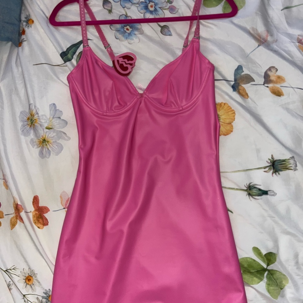 Pink Satin Slip Dress